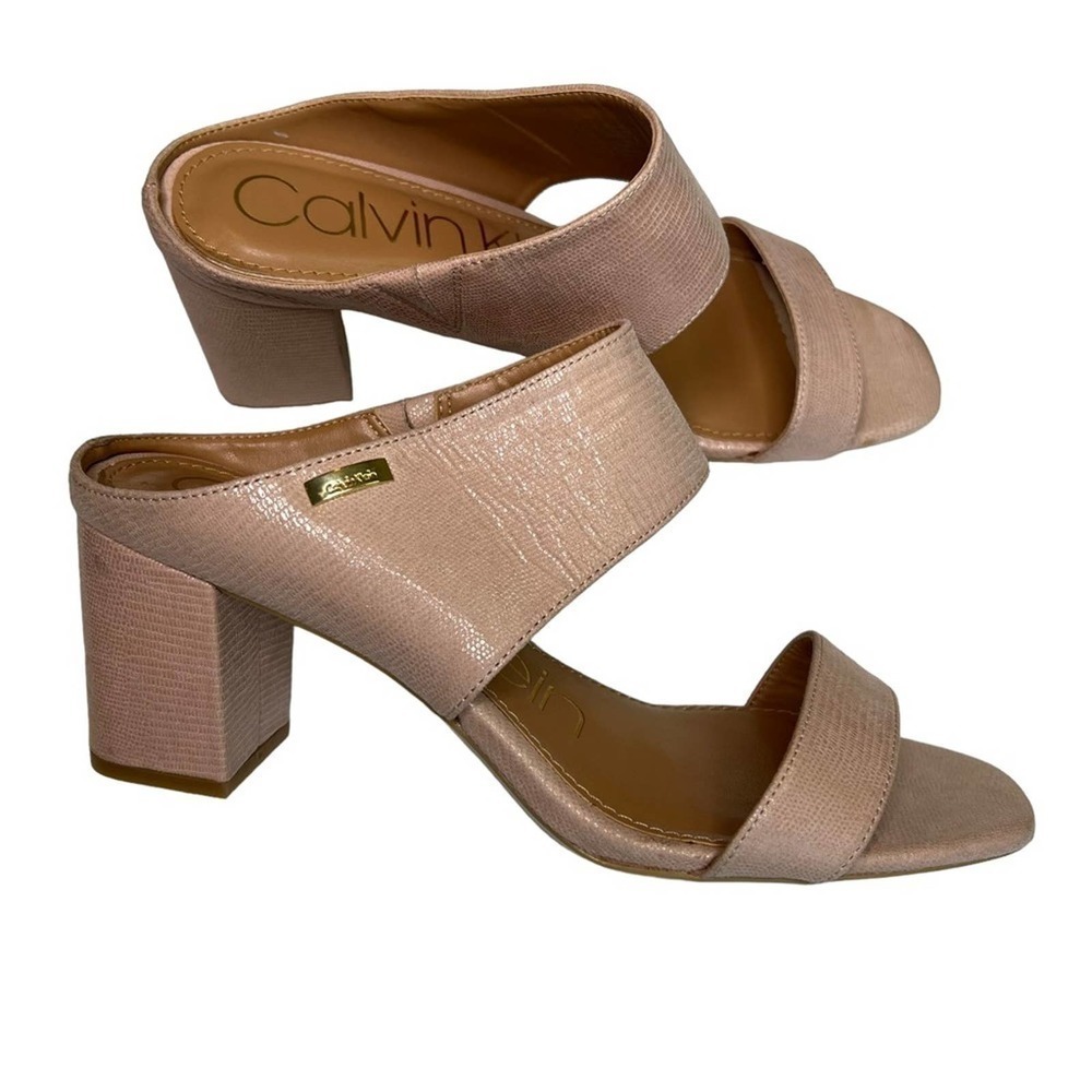 CALVIN KLEIN Cirella Women’s Nude Block Heel Dress Sandal Mule Size 9,5 #66 - Picture 11 of 11